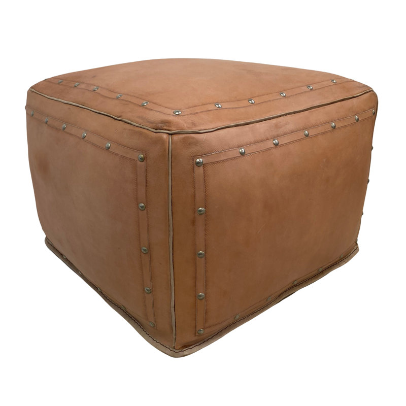Foundry Select 18'' Genuine Leather Square Pouf Ottoman Wayfair.ca